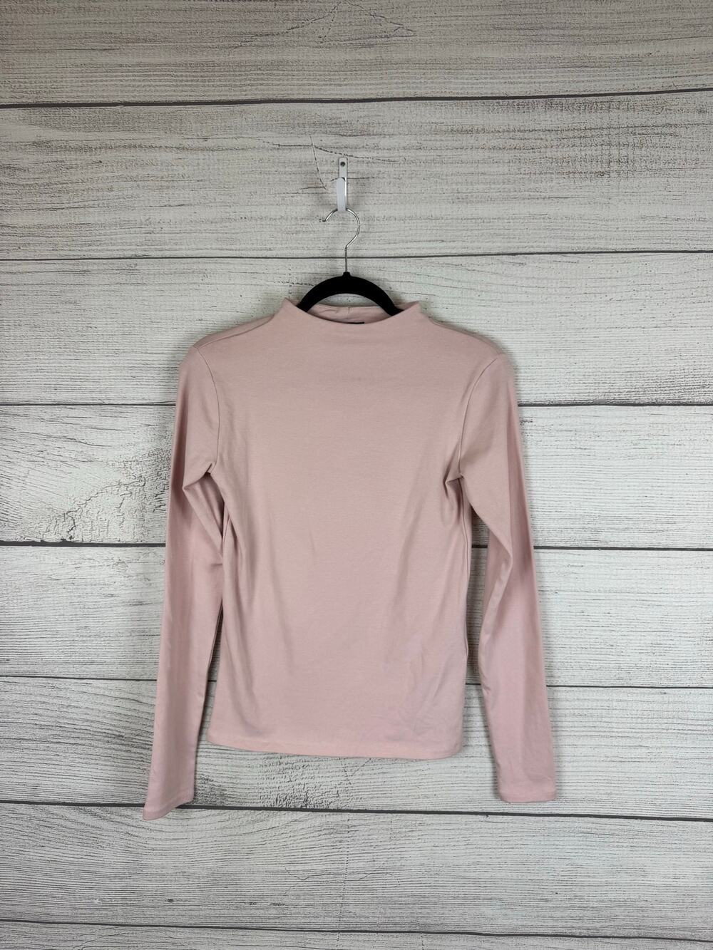 Zara Women's Light Pink Mock Neck Long Sleeve Basic Top Size Large